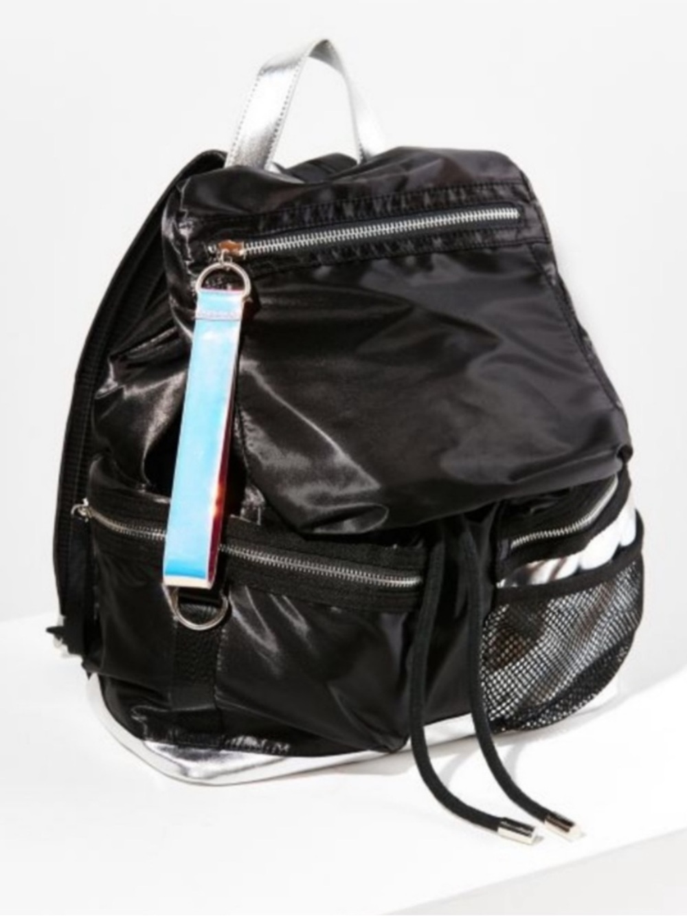 Urban Outfitters glossy black Y2K backpack 🖤✨